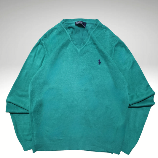 Womens Turquoise Ralph Lauren V-neck Sweatshirt (M)