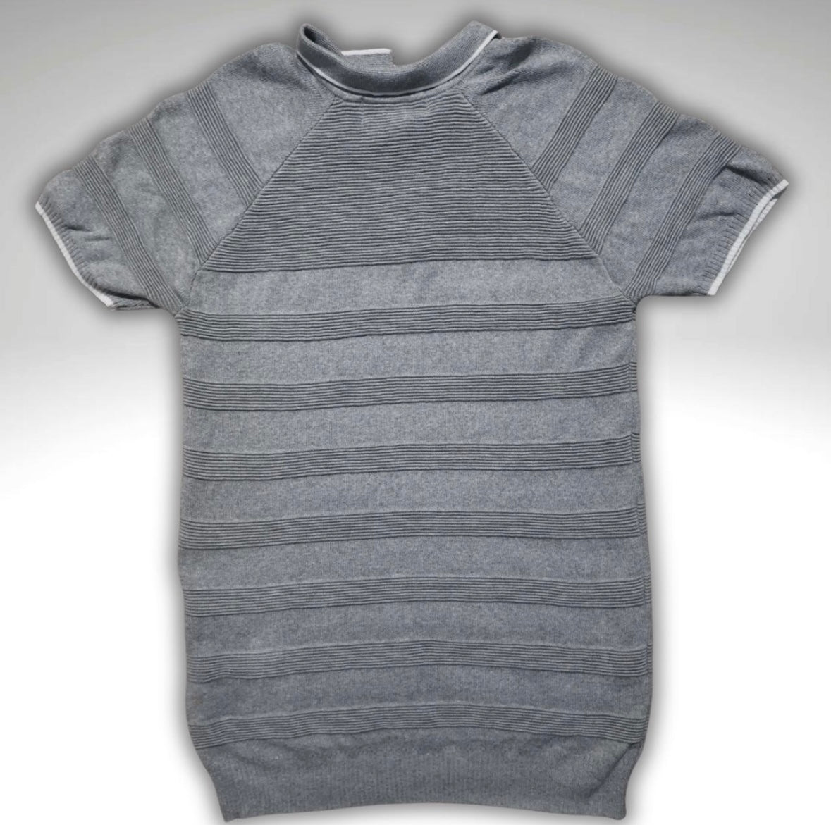 Men’s Grey Ralph Lauren Ribbed Short Sleeve Sweatshirt (S)