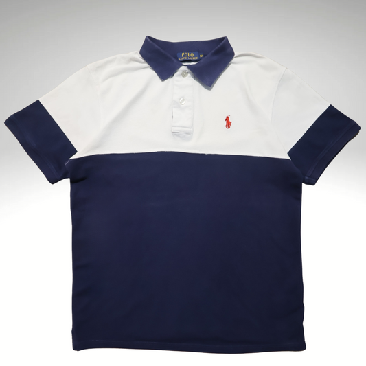 Men’s White & Navy Ralph Lauren Polo shirt (M)