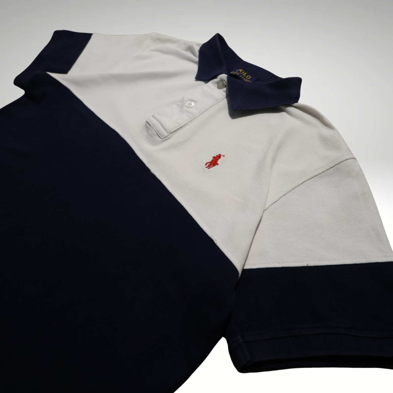 Men’s White & Navy Ralph Lauren Polo shirt (M)