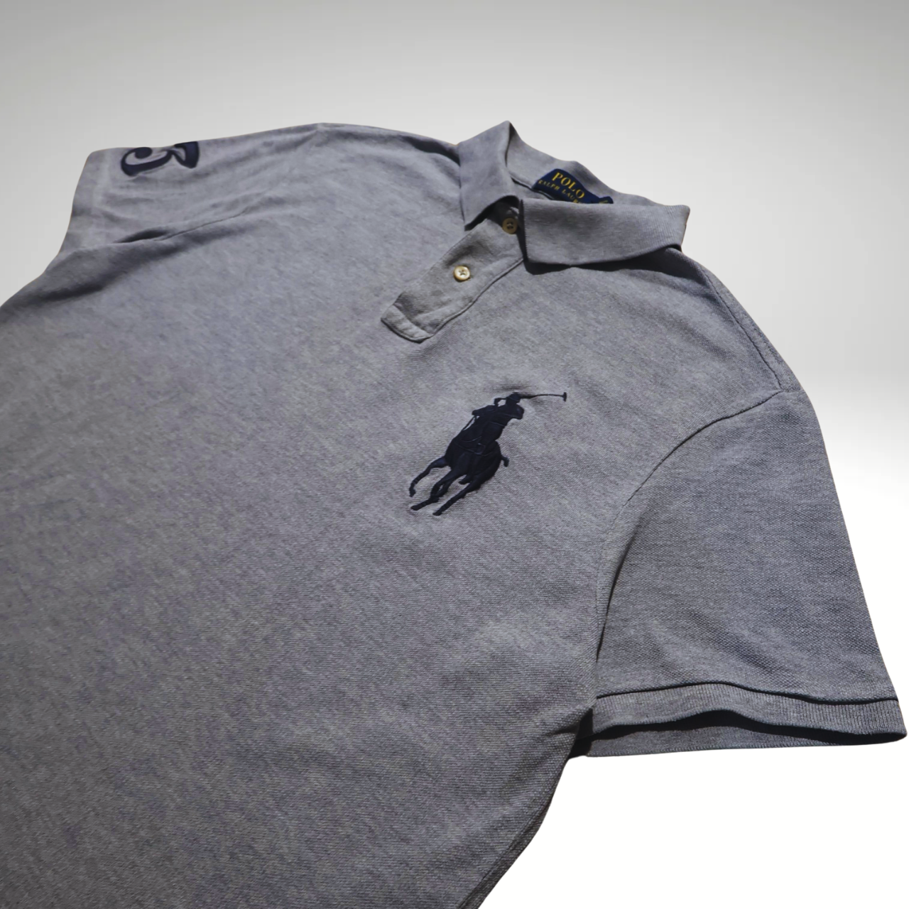 Men’s Grey Ralph Lauren Big pony Polo shirt (L)