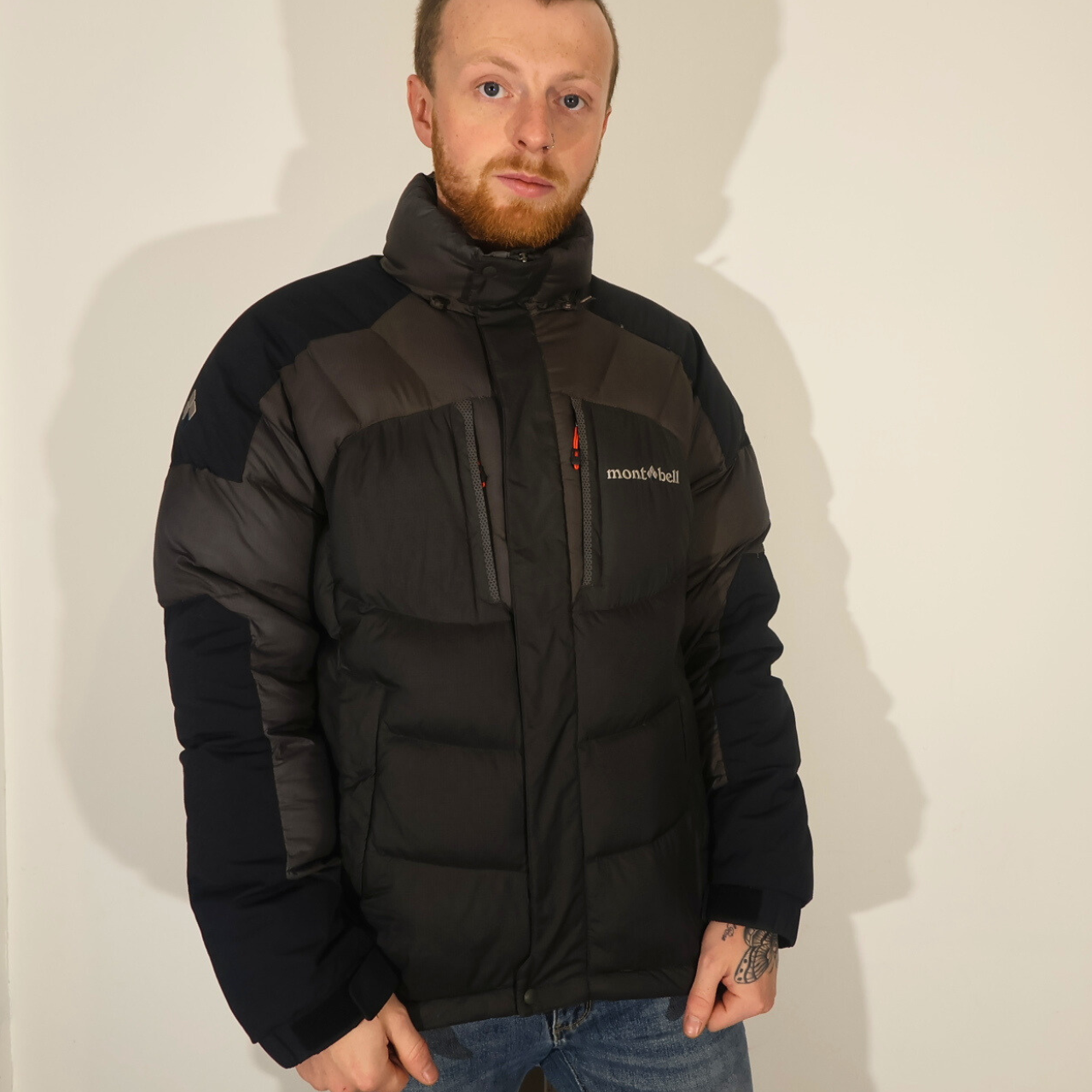 Men’s Black and Grey MontBell Puffer Coat (L)