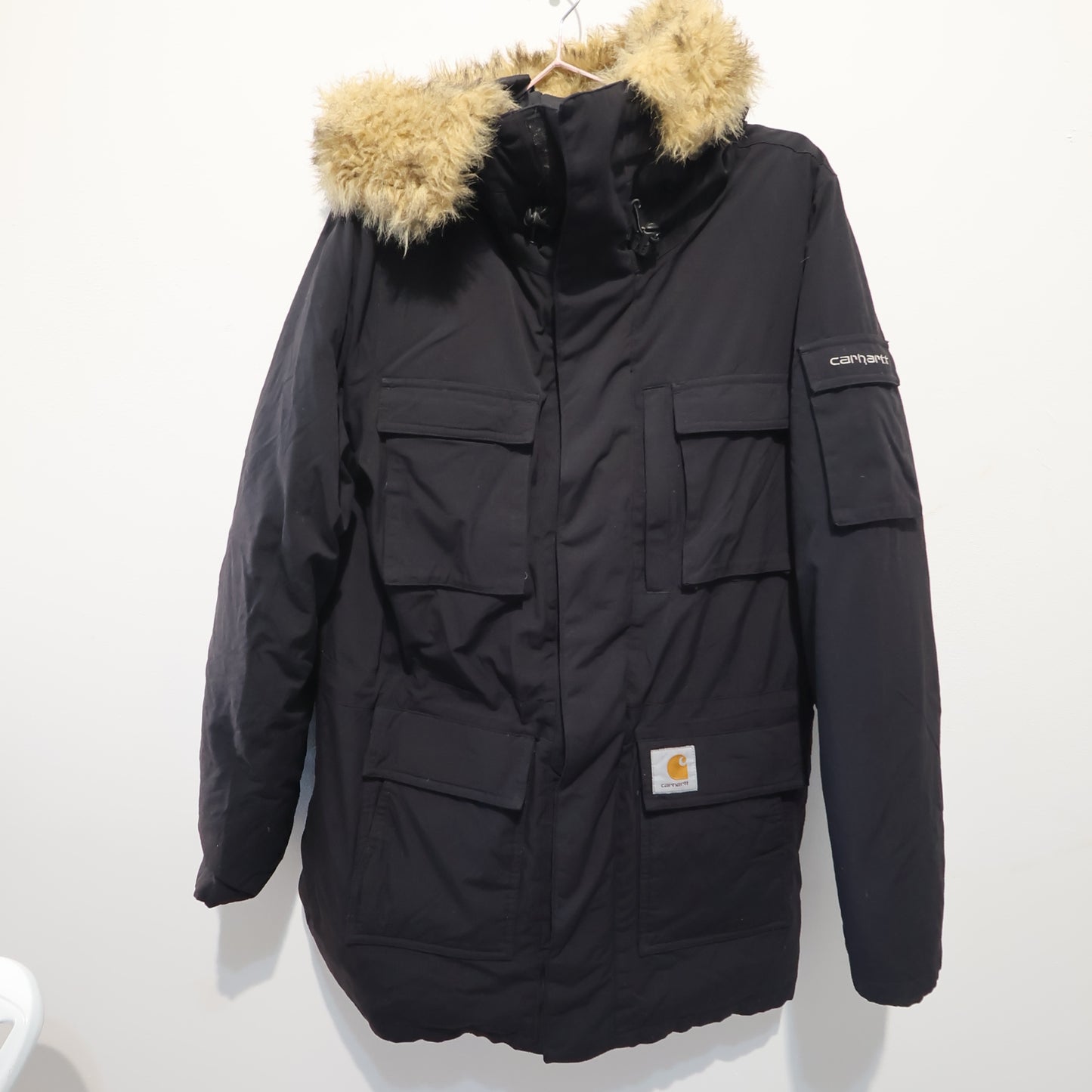 Men’s Black Carhartt parka coat (XS)