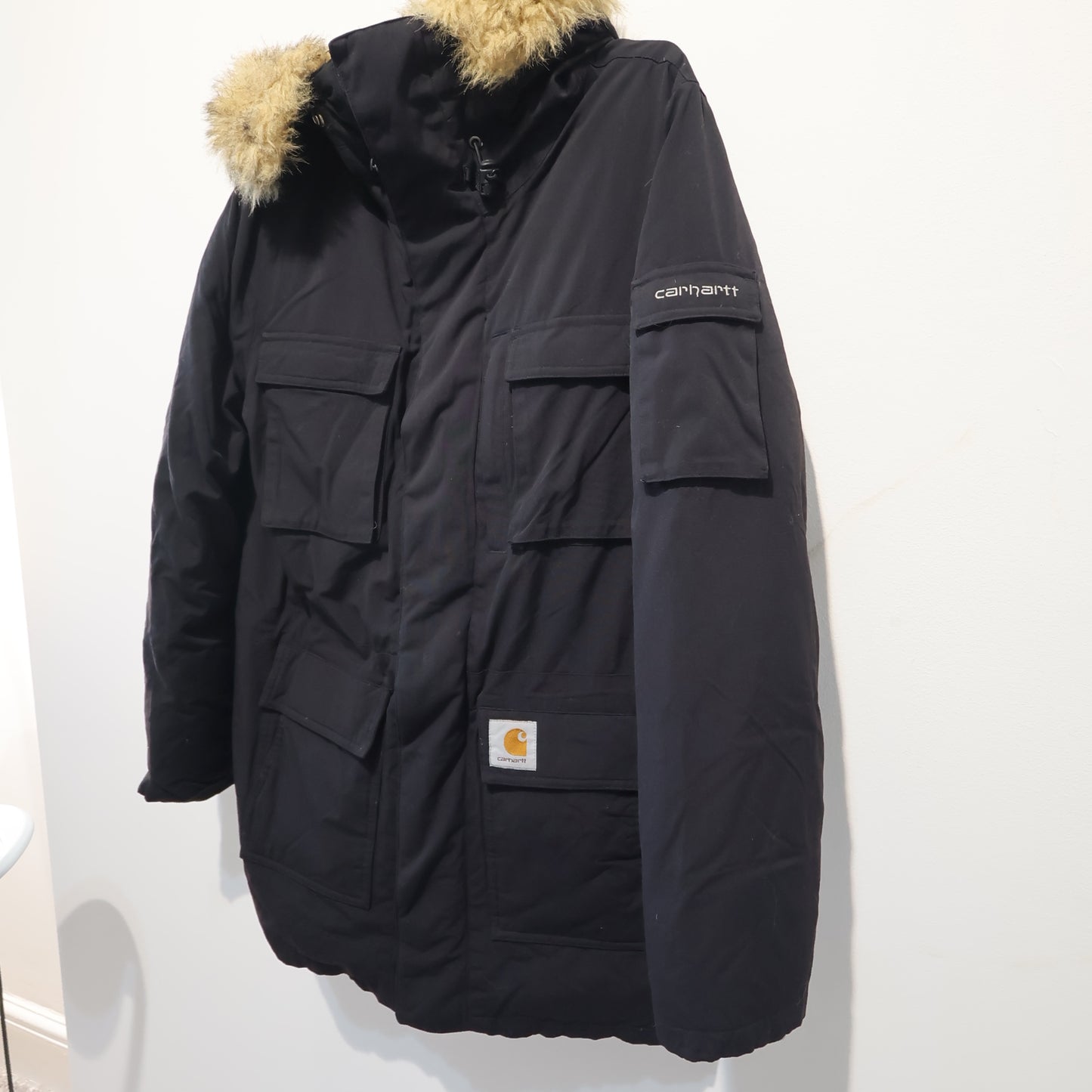 Men’s Black Carhartt parka coat (XS)