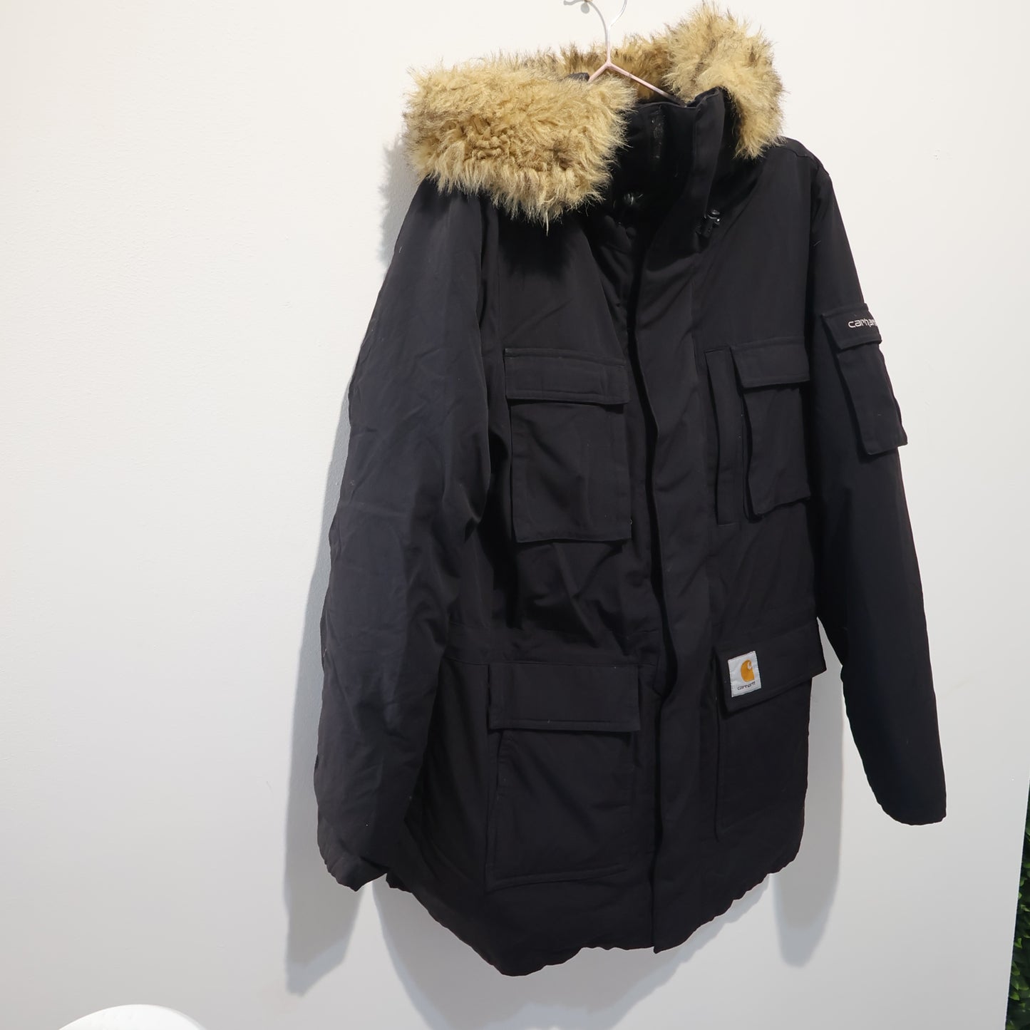 Men’s Black Carhartt parka coat (XS)