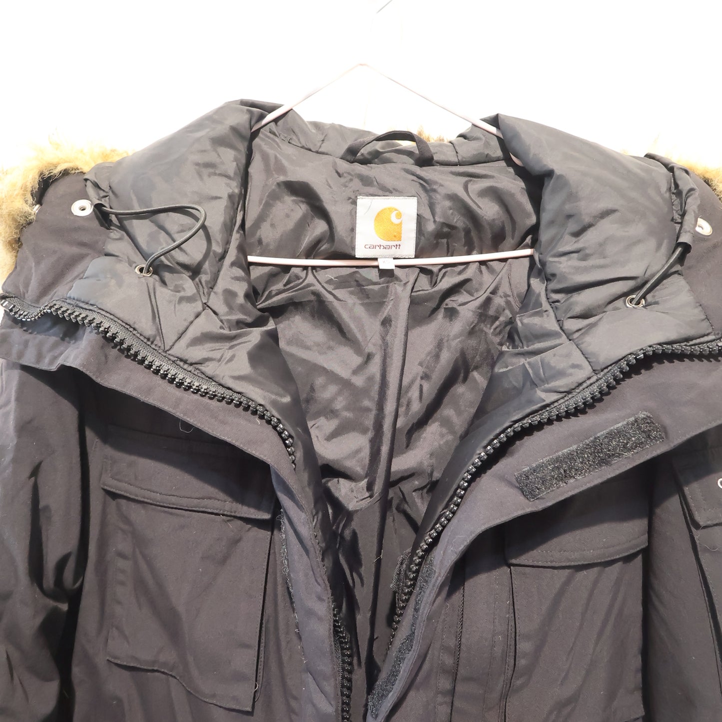 Men’s Black Carhartt parka coat (XS)