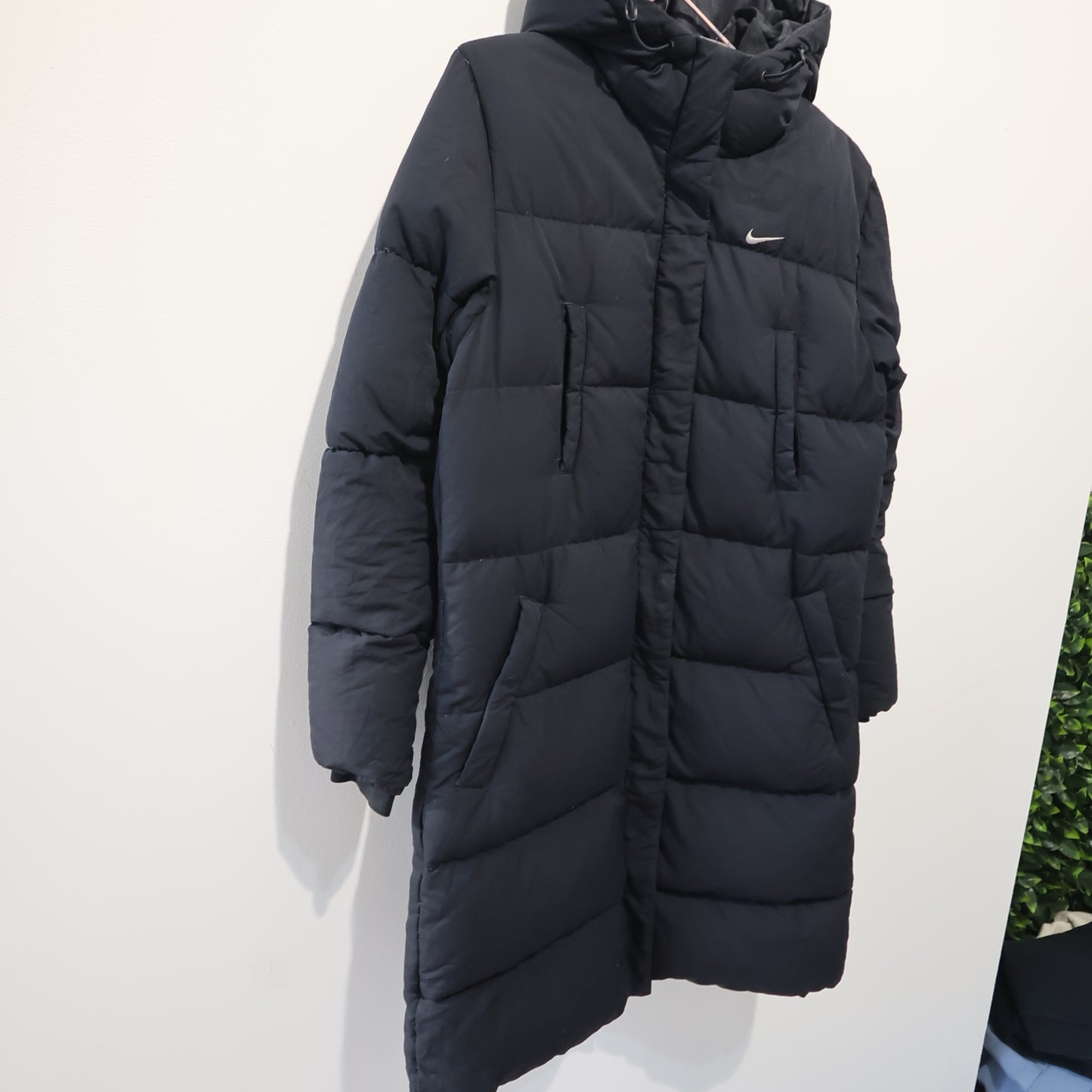 Women’s Black Nike long puffer coat (S)