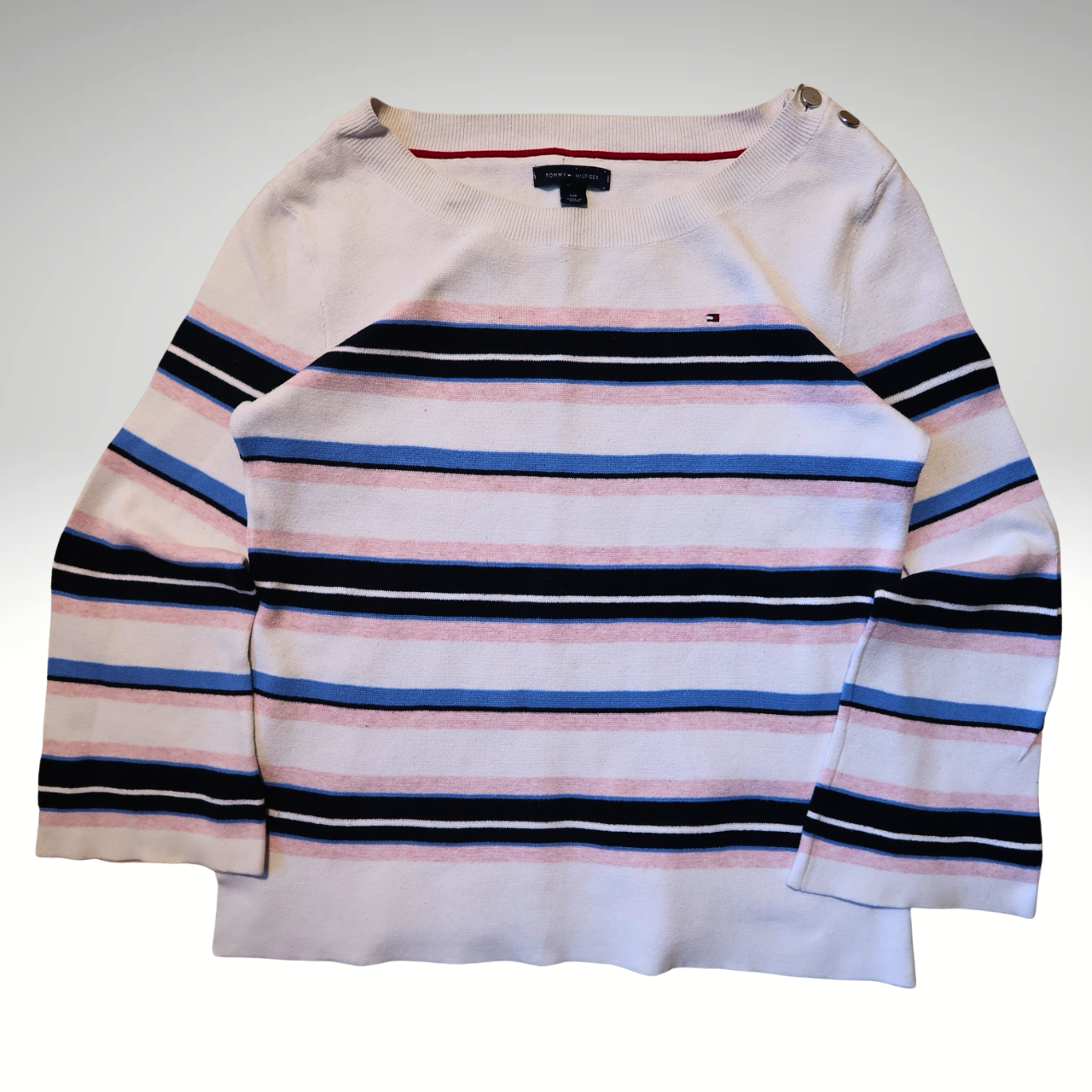 Women’s Stripy Tommy Hilfiger Sweatshirt With Flared Cuffs (S)