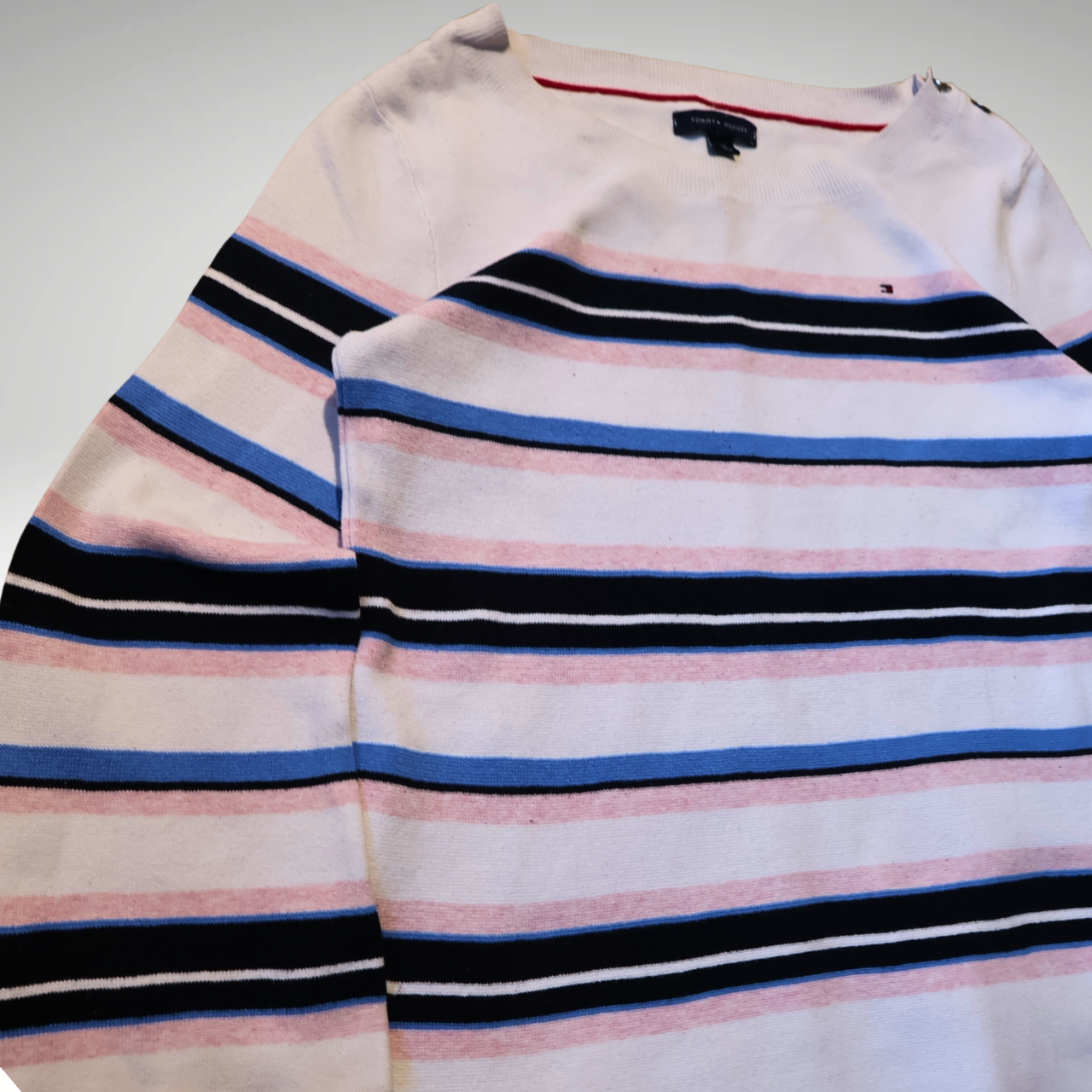 Women’s Stripy Tommy Hilfiger Sweatshirt With Flared Cuffs (S)