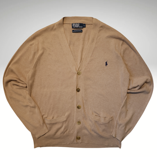 Men’s Beige Ralph Lauren Cardigan (Prima Cotton) (L)